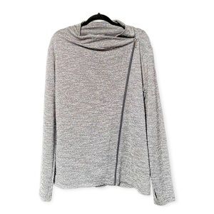 Lightweight Heathered Gray Jacket with Diagonal Zipper and Cowl Neck, GSX Sz XL